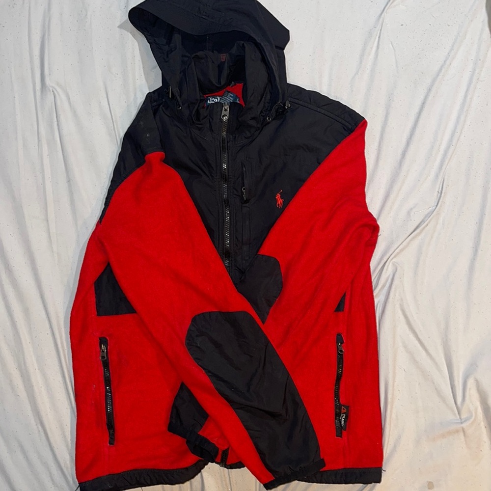 Polo by Ralph Lauren Red and Black Men's Sweater